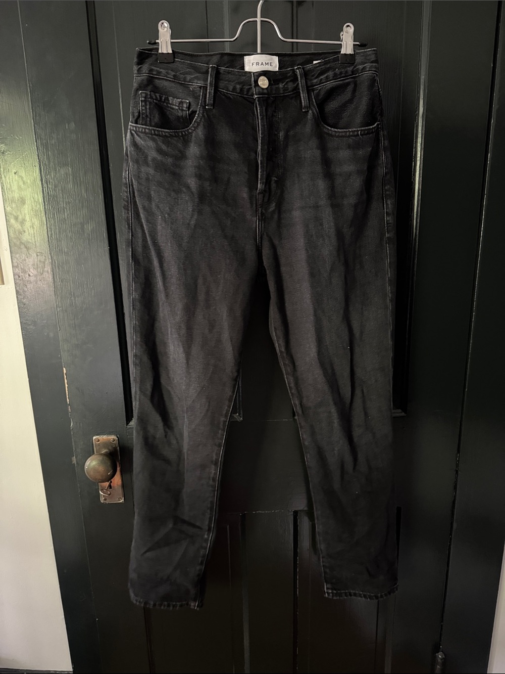Frame Le Original Slim Straight Leg Crop Jean Inkwell Black 27 100% Cotton